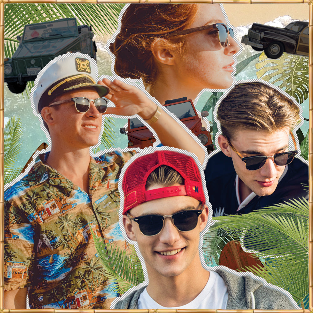 Walnut Wood Half-Rim Sunglasses with Polarized Lens