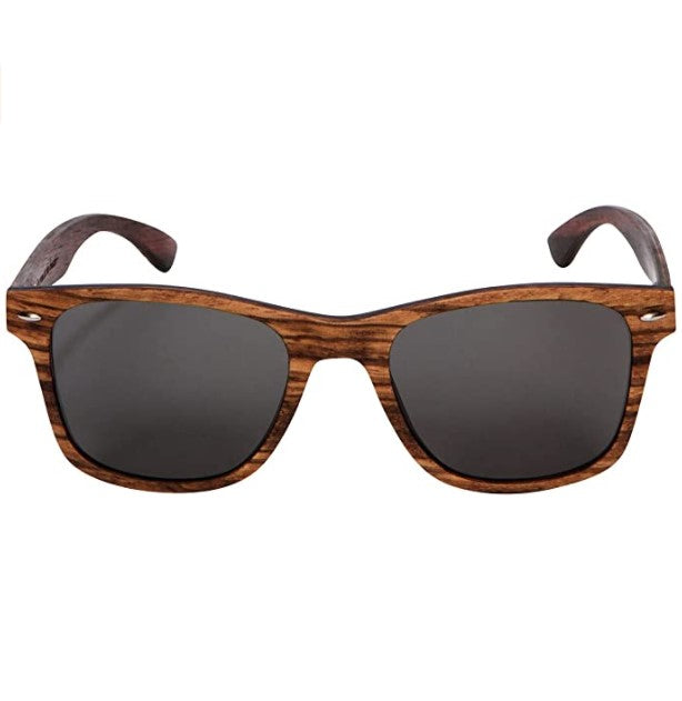 Full Wood Sunglasses Zebra Wood with Triangle Engraving and Polarized Lenses