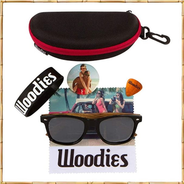 Zebra Wood Polarized Sunglasses with Silver Lens