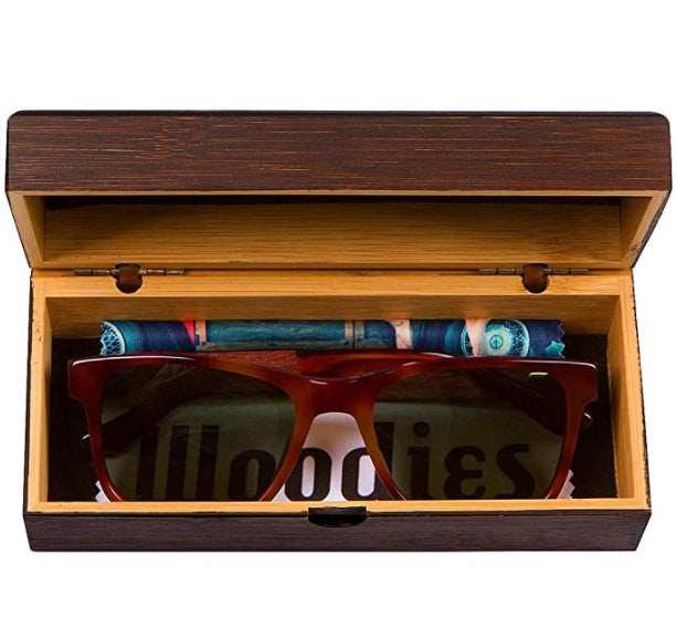 Woodies Red Smog Acetate Walnut Wood Sunglasses with Green Lens