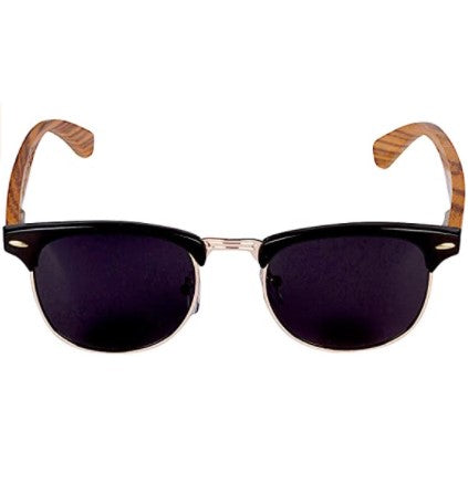 Zebra Wood Half-Rim Sunglasses with Polarized Lens