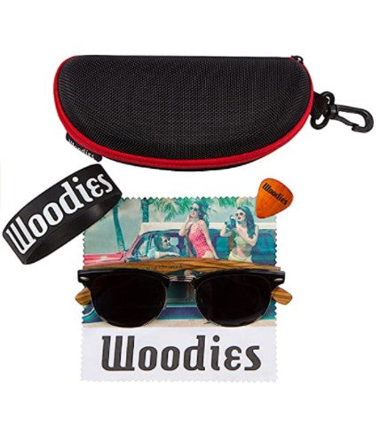 Zebra Wood Half-Rim Sunglasses with Polarized Lens