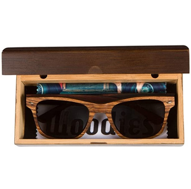 Full Wood Sunglasses Zebra Wood with Triangle Engraving and Polarized Lenses
