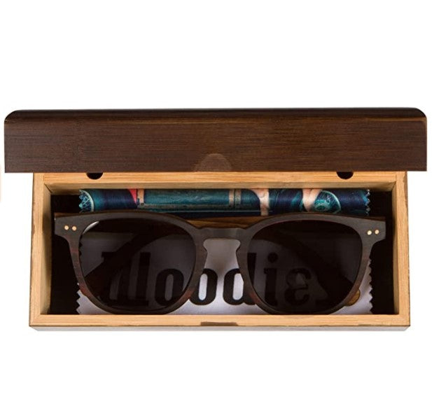 Full Wood Sunglasses Ebony Wood with Triangle Engraving and Polarized Lenses