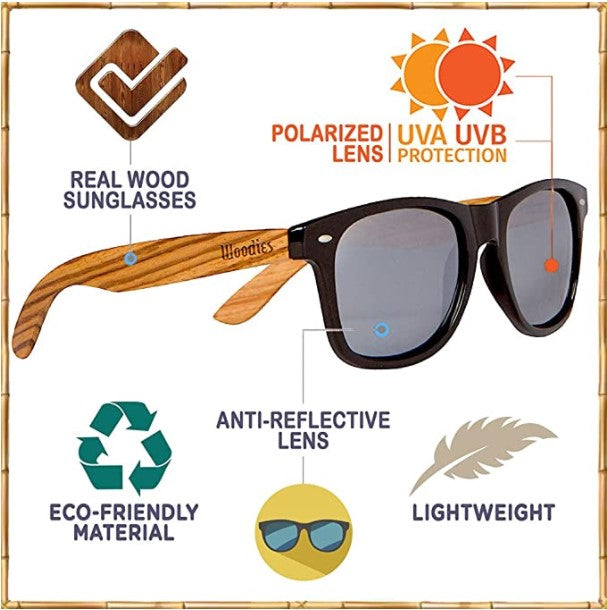 Zebra Wood Polarized Sunglasses with Silver Lens