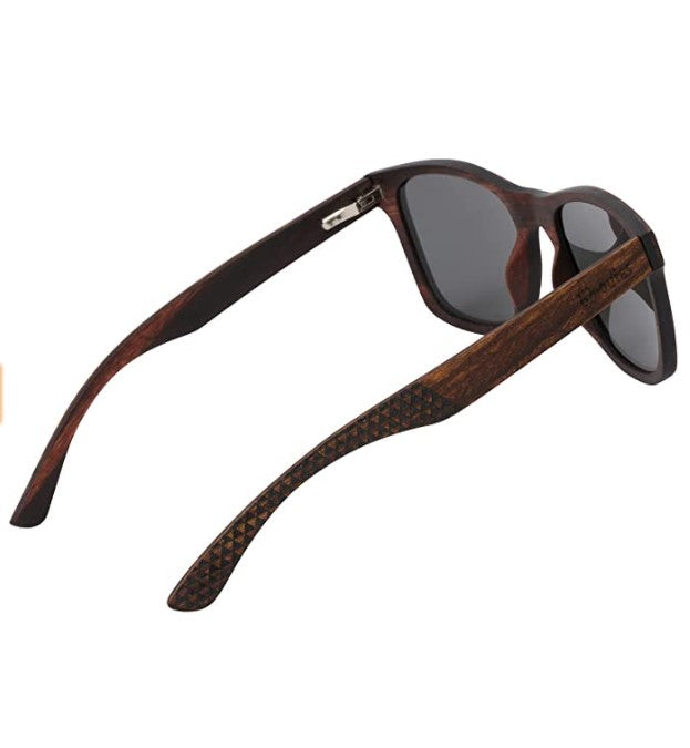 Full Wood Sunglasses Zebra Wood with Triangle Engraving and Polarized Lenses