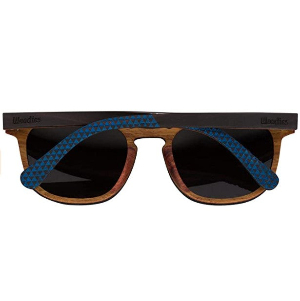 Full Wood Sunglasses Ebony Wood with Triangle Engraving and Polarized Lenses
