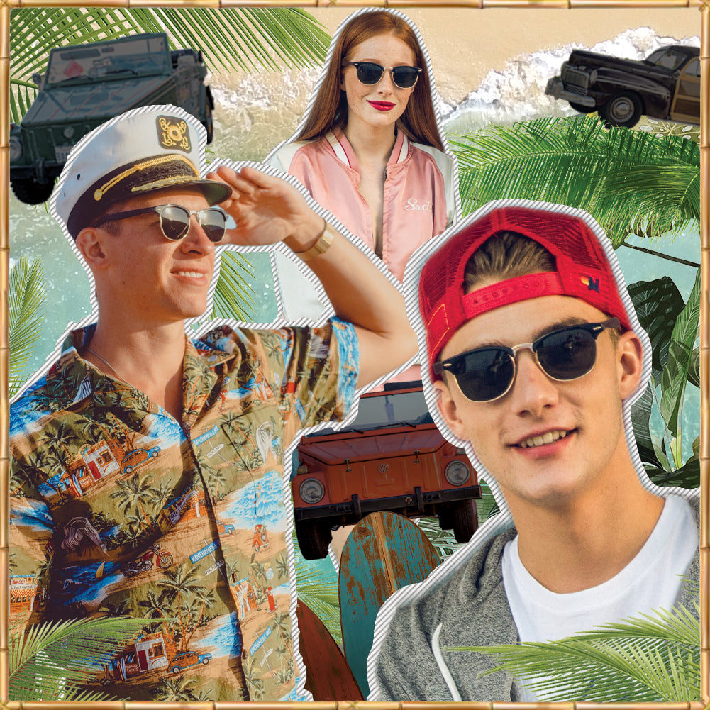 Ebony Wood Half-Rim Sunglasses with Black Polarized Lenses