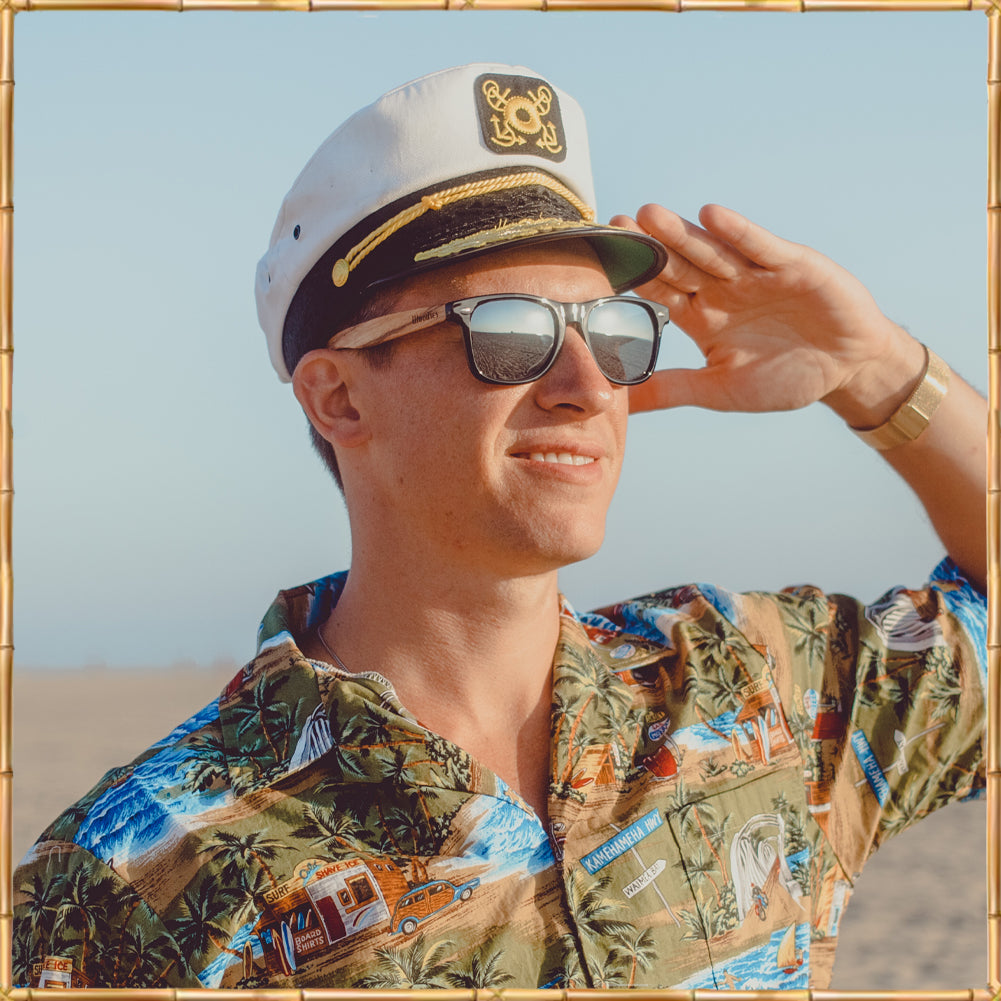 Zebra Wood Sunglasses with Silver Mirror Polarized Lens