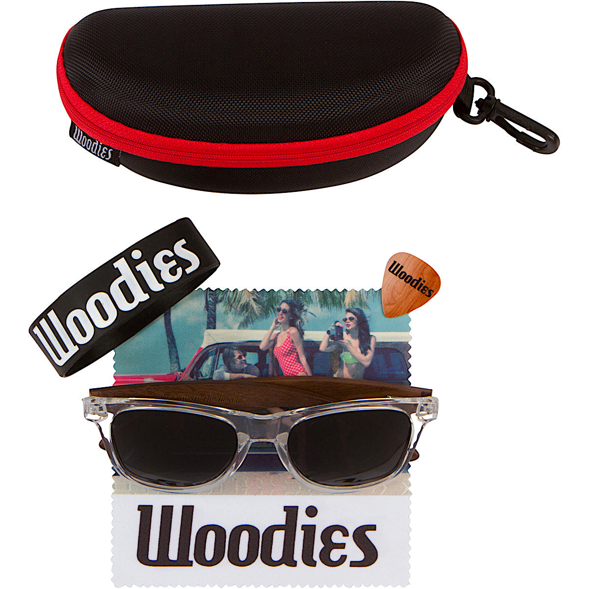 Walnut Wood Sunglasses with Clear Frame