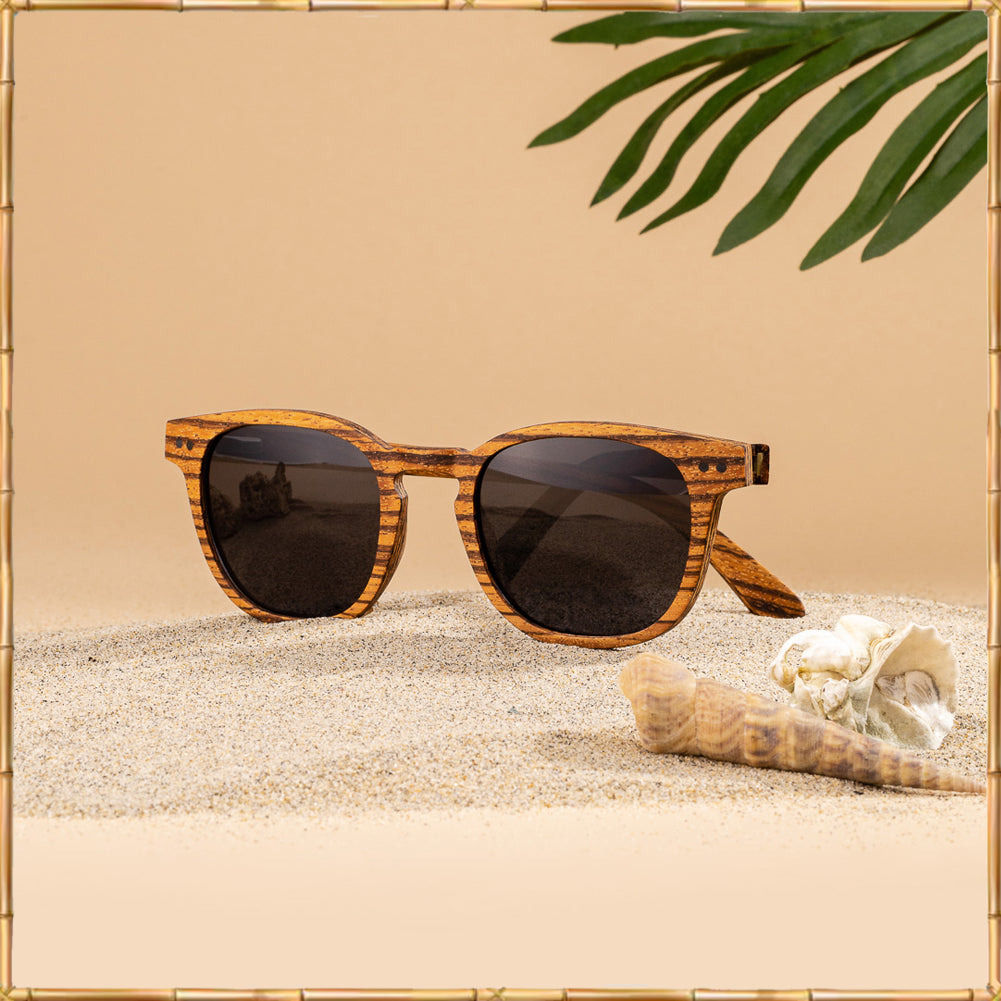 Full Wood Sunglasses Zebra Wood Foster Style