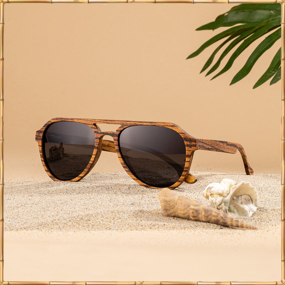 Full Zebra Wood Top Gun Sunglasses