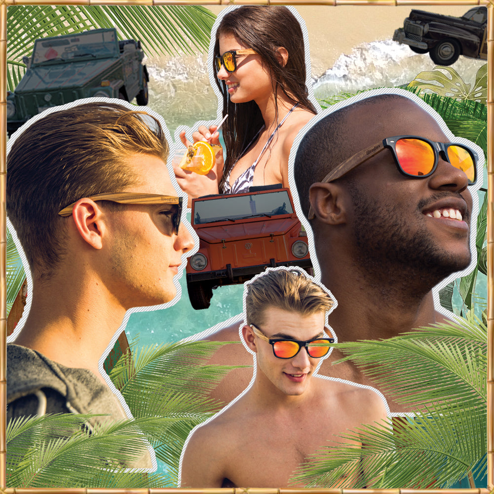 Zebra Wood Sunglasses with Orange Mirror Polarized Lens