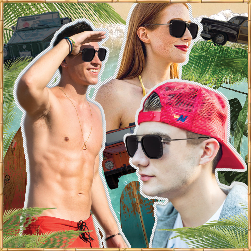 Brushed Gun Metal Wood Sunglasses with Wood Rings (Ebony Wood)