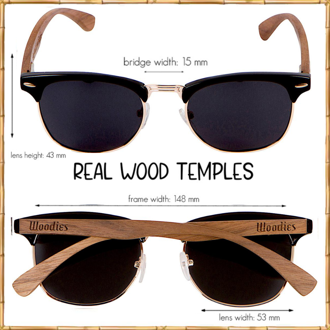 Walnut Wood Half-Rim Sunglasses with Polarized Lens