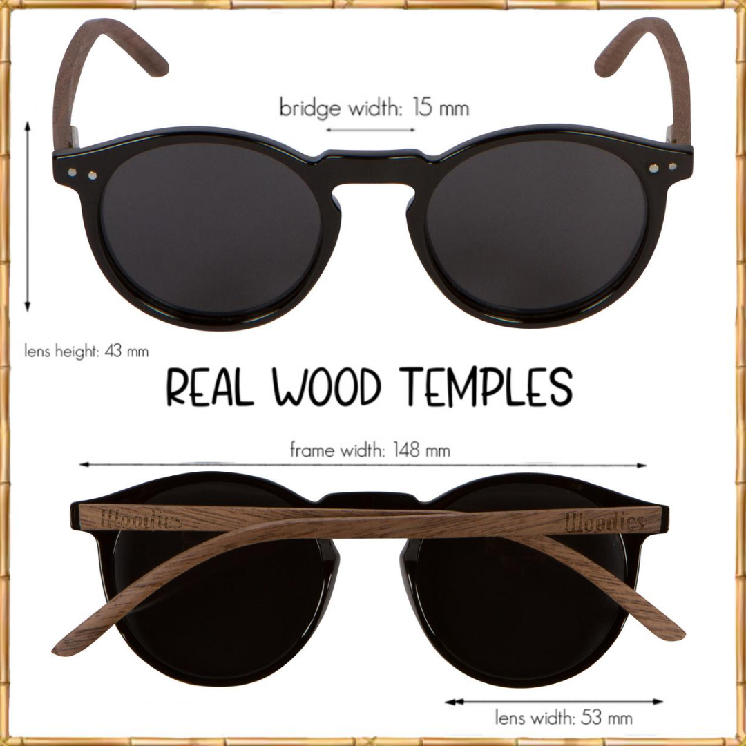 Foster Style Walnut Wood Sunglasses with Round Polarized Lens