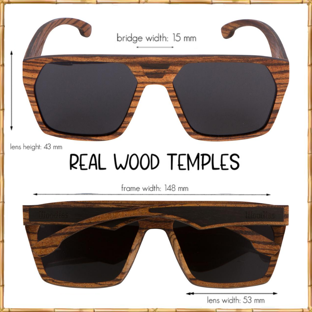 Full Zebra Wood Oversized Square Sunglasses