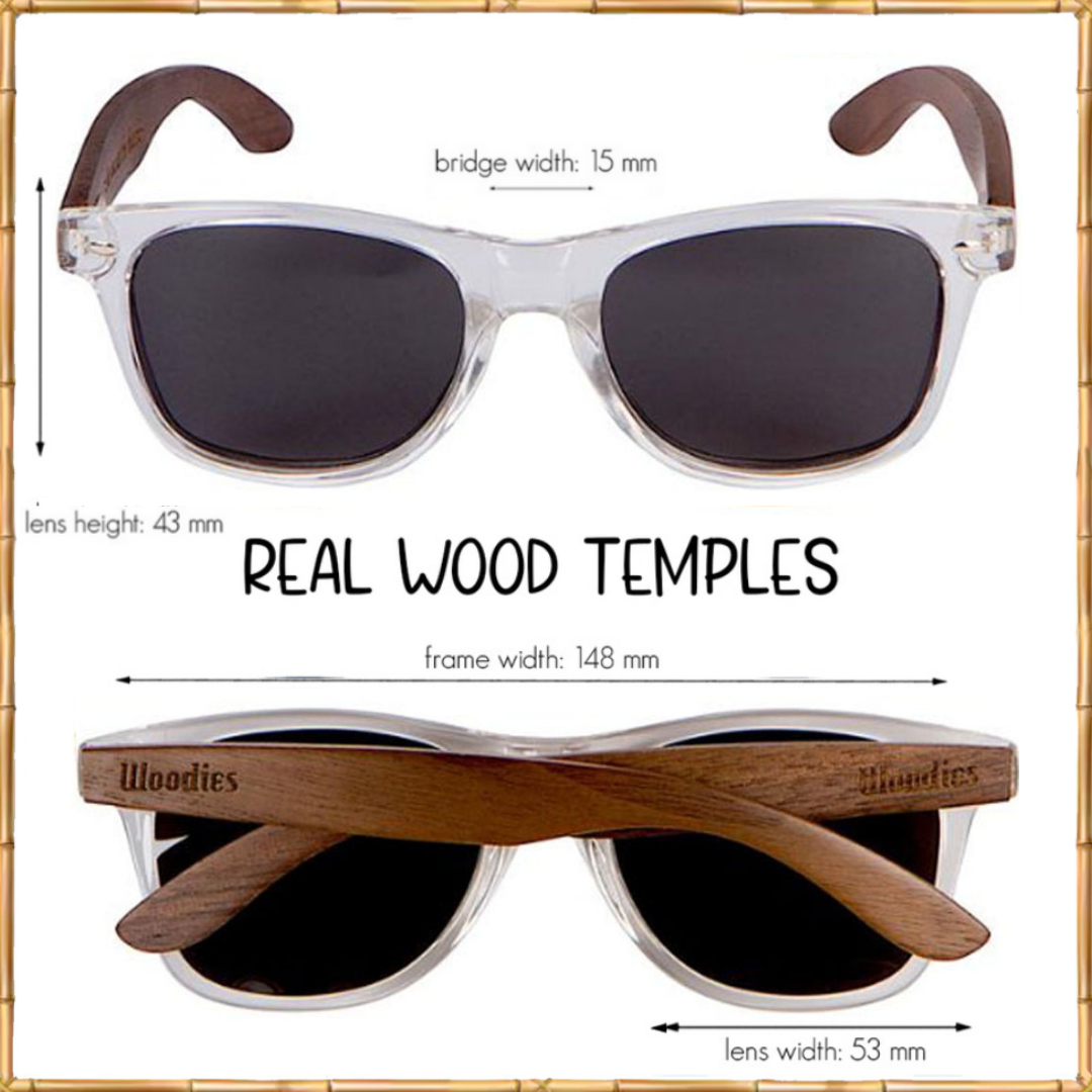Walnut Wood Sunglasses with Clear Frame