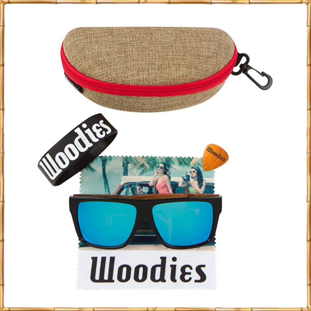 Woodies Zebra Wood Sunglasses with Ice Blue Mirror