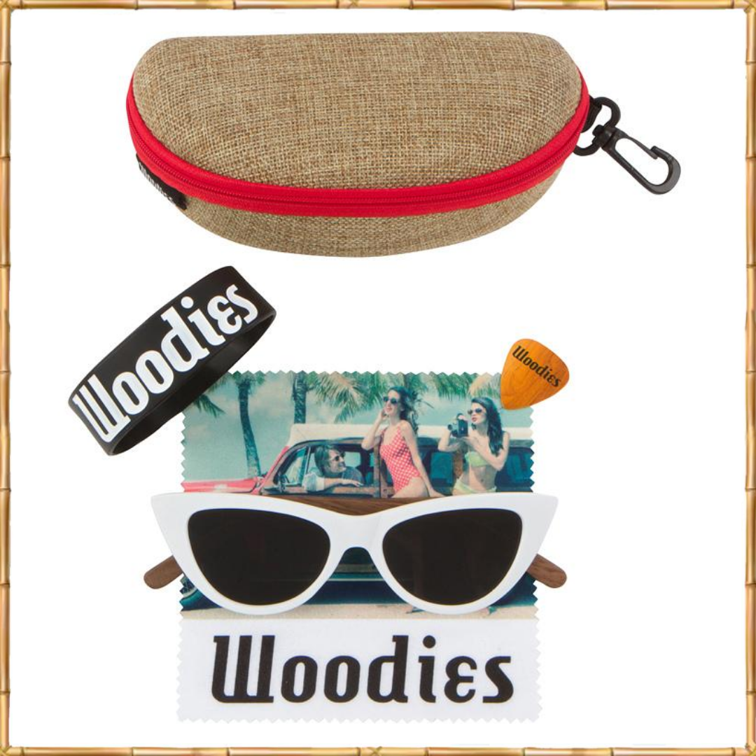 Cat Eye Sunglasses Polarized Lenses Made from Real Walnut Wood (White)