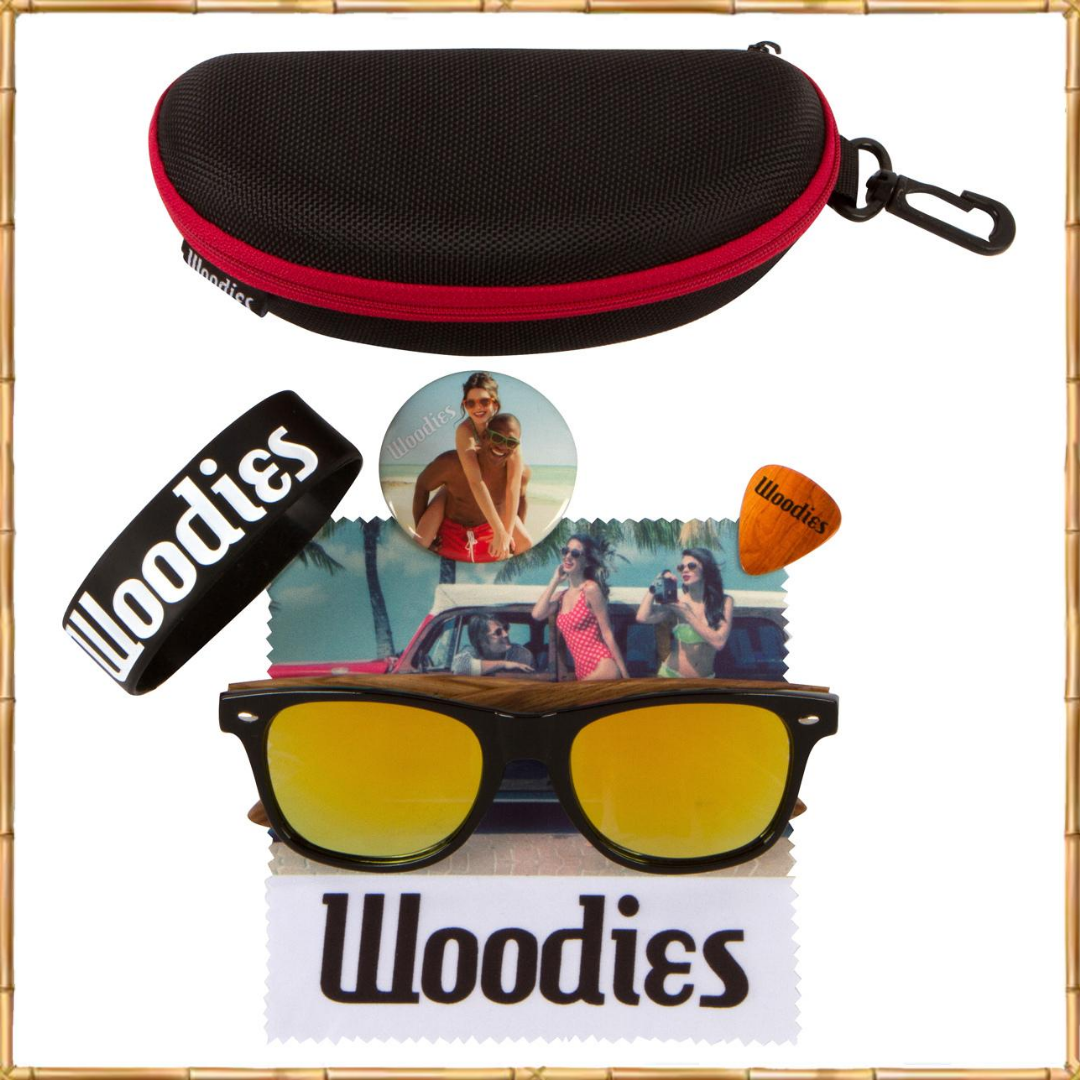 Zebra Wood Sunglasses with Gold Mirror Polarized Lens
