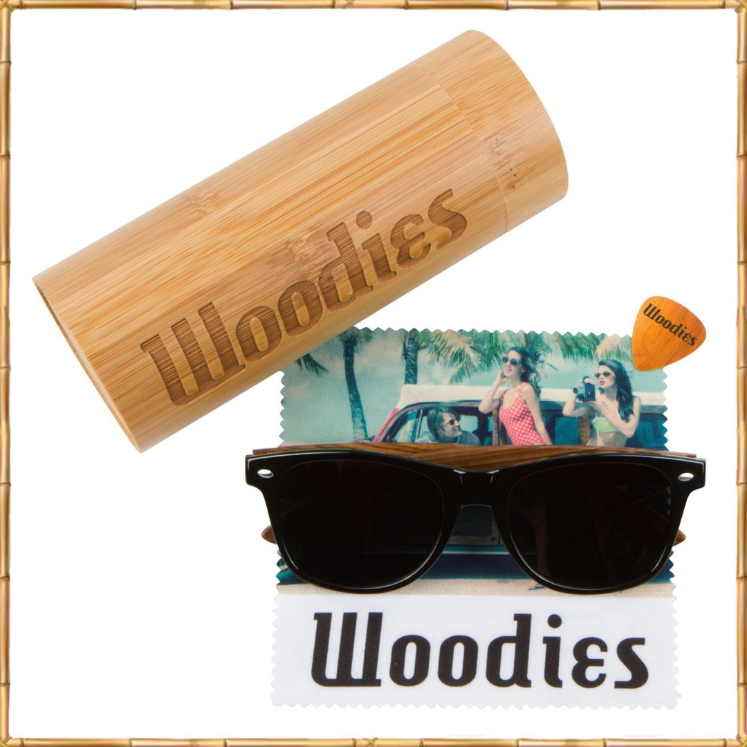 Wood Sunglasses with Polarized Lens in Bamboo Tube Packaging Woodies