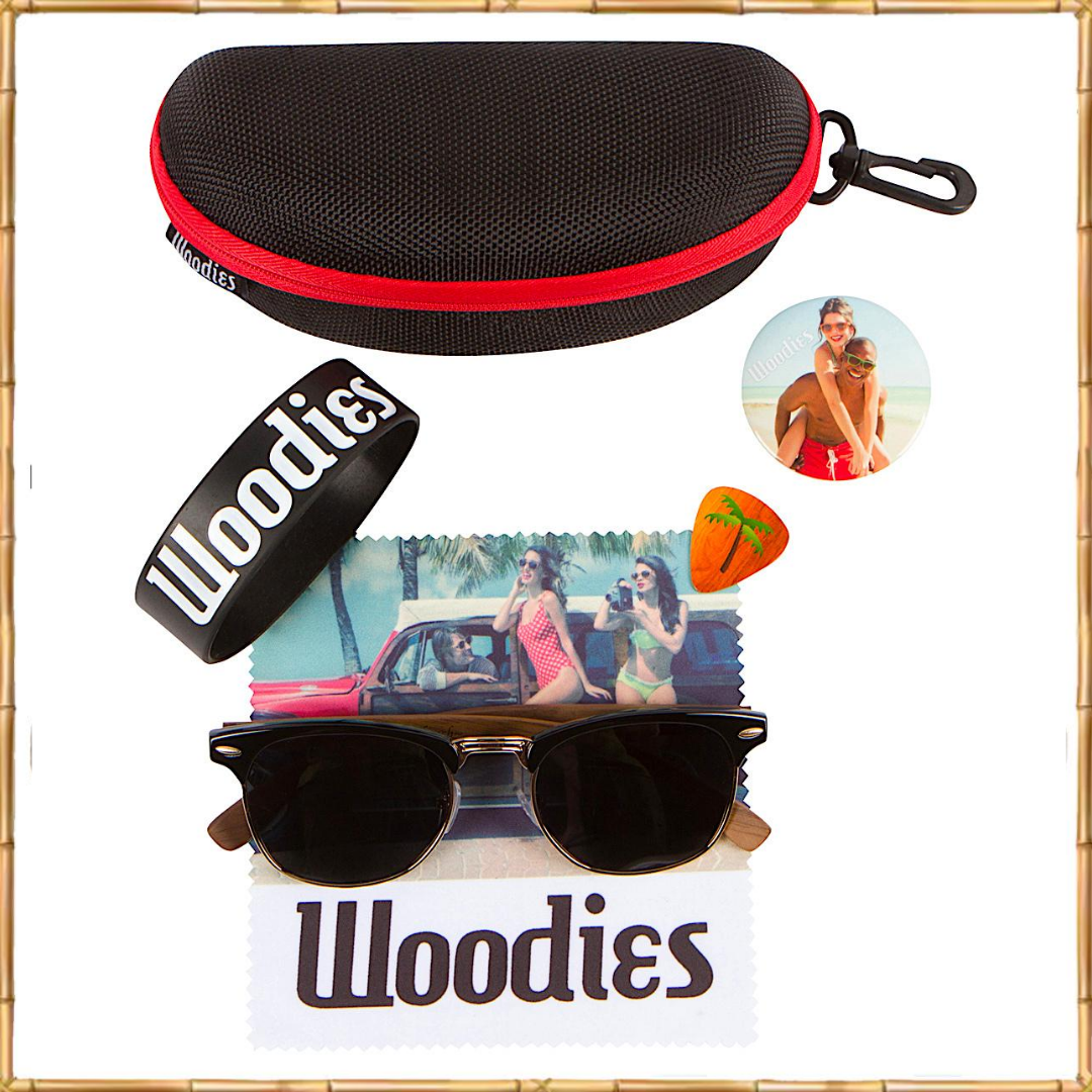Walnut Wood Half-Rim Sunglasses with Polarized Lens