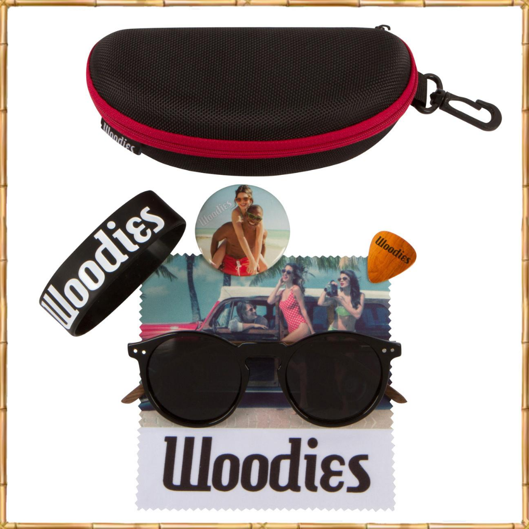 Foster Style Walnut Wood Sunglasses with Round Polarized Lens